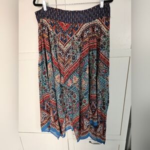 Bila Boho Paisley Handkerchief Hem Maxi Skirt XL Fits 14 16 18 Smocked Waist